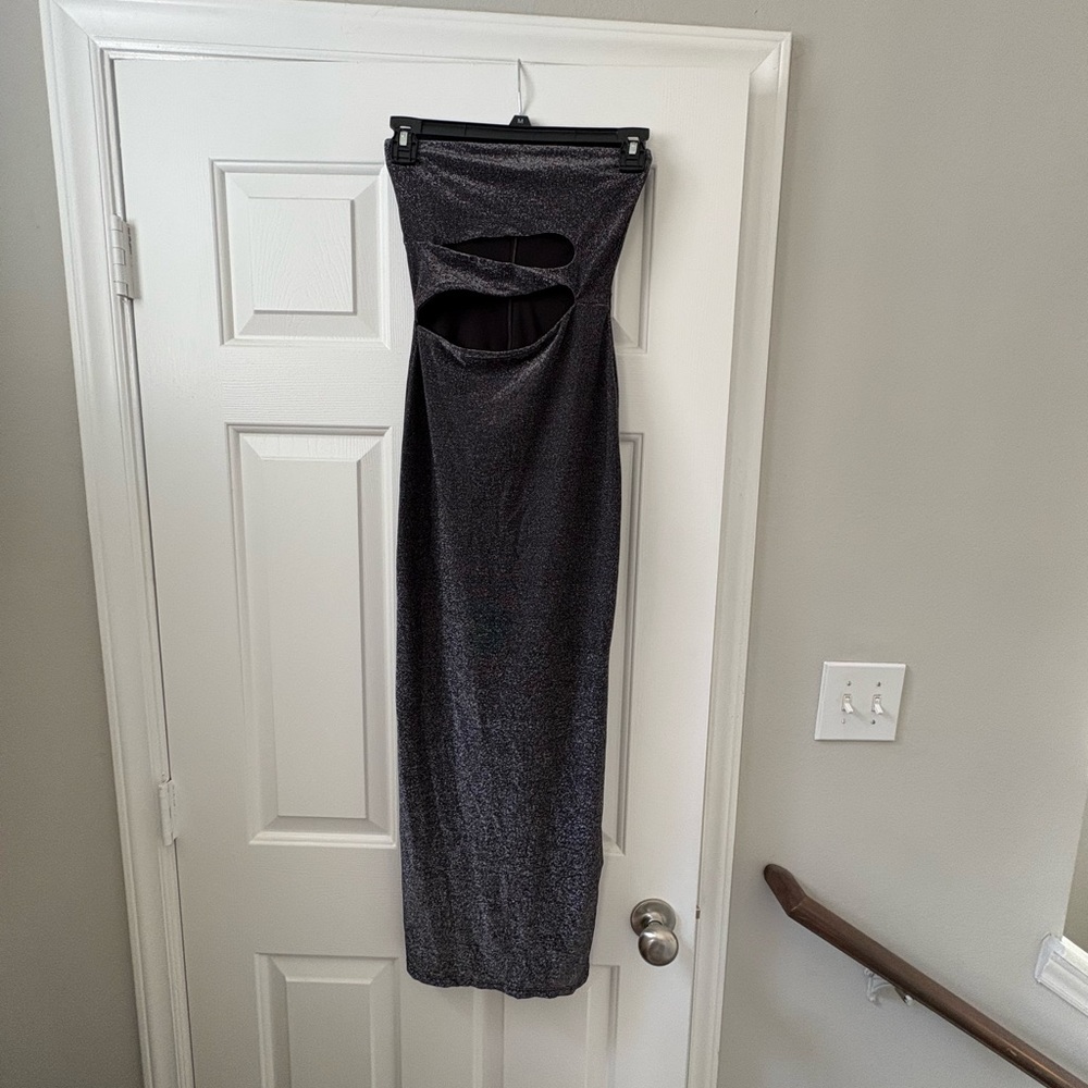 Bershka Strapless Black Cut-Out Dress